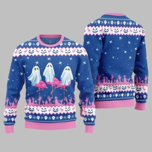 2025 Christmas Spooky Flamingo Ugly Christmas Sweater 1