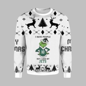 2025 Christmas Grnch I Hate People But I Love My Jets Ugly Christmas Sweater 1 1