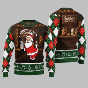 2025 Christmas Quirky Santa Snack Bar Ugly Christmas Sweater 1