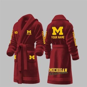 Custom Wolverines Big Ten Fleece Bathrobe 1