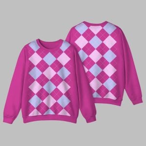 Demon Inspired Pink Argyle Costume Sweatshirt 1