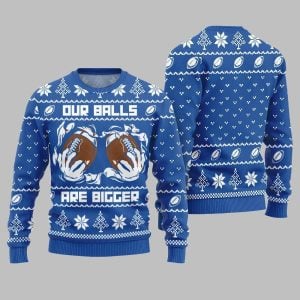 2025 Christmas Our Balls Are Bigger Football Ugly Christmas Sweater 1