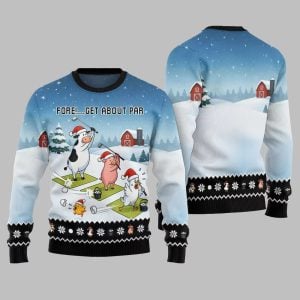 2025 Christmas Ridiculous Farm Golf Fore Get About Par Ugly Christmas Sweater 1