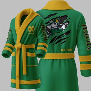 Custom Fighting Irish EST 1887 Fleece Bathrobe 1