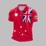 AU Flag Printed Casual Polo Shirt