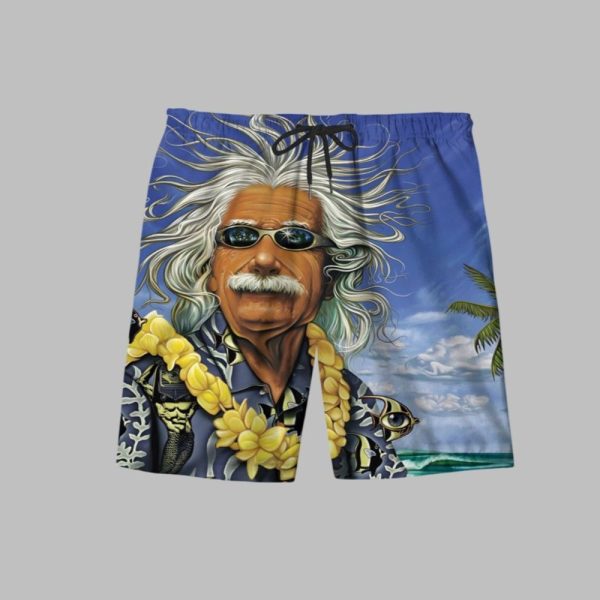 Albert Einstein Chilling On The Beach Hawaiian Short 1 1