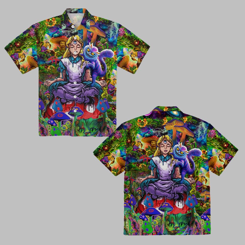 Alice in Wonderland Hawaiian Print Shirt 0 Alice in Wonderland Hawaiian Print Shirt 0