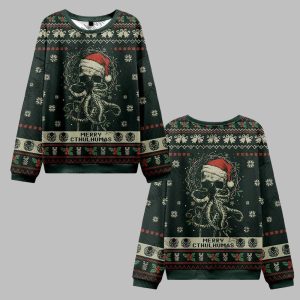 2025 Christmas Merry Cthulhumas Vintage Ugly Christmas Sweater 0