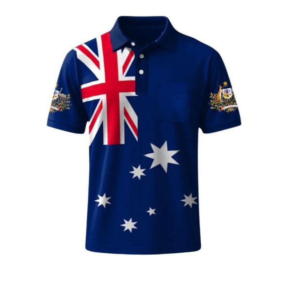 Australian Flag Badge Printed Polo Shirt 1 2