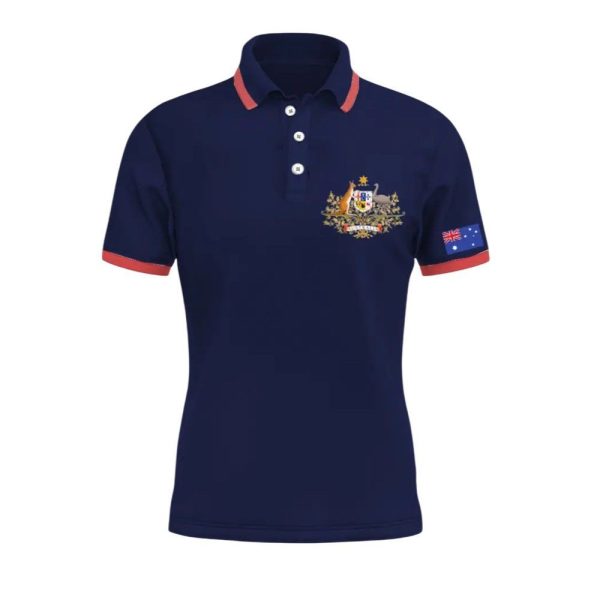 Australian Patriotic Flag Emblem Printed Polo Shirt 1 2