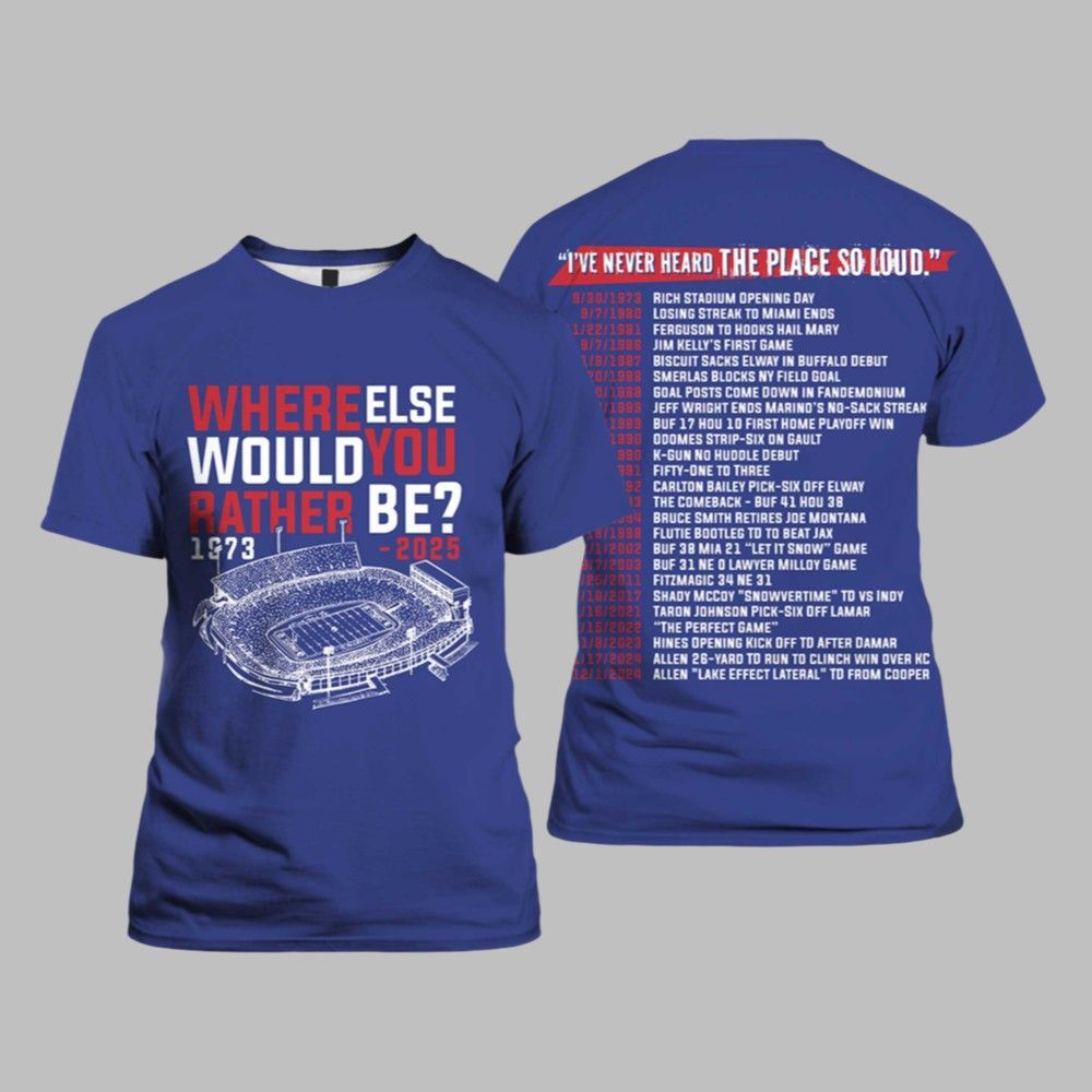 Bills Where Else Would You Rather Be 1973-2025 Stadium Shirt Bills Where Else Would You Rather Be 1973-2025 Stadium Shirt