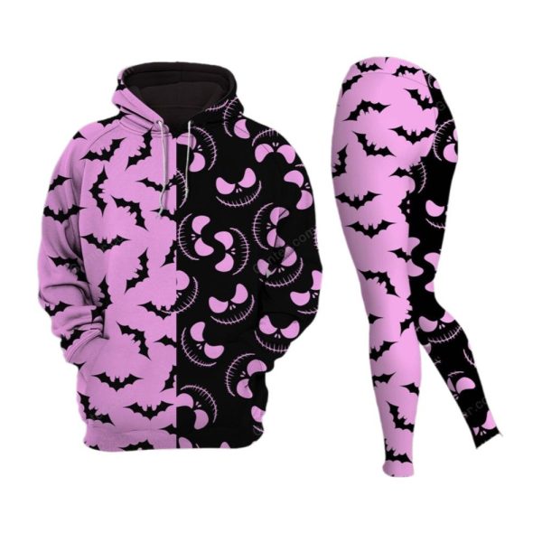 Black Pink Jack Skellington Faces Combo Hoodie Leggings 2025 Halloween 1 2