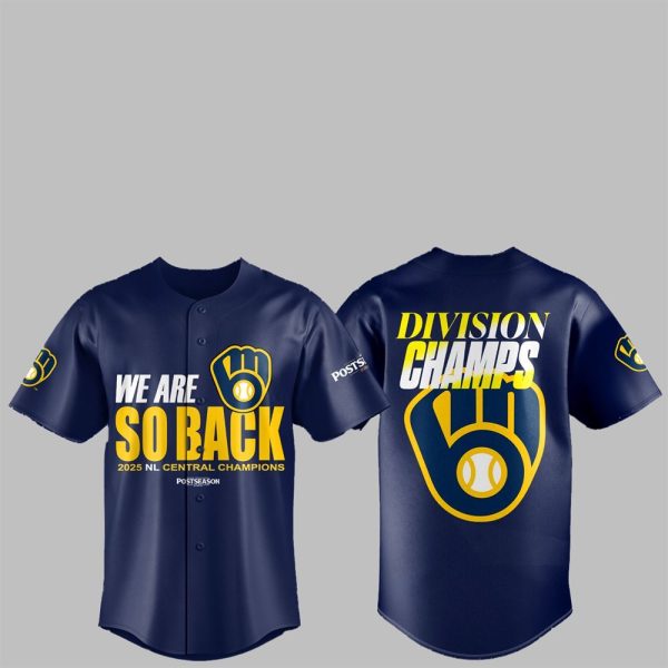 Brewers We Are So Back 2025 NL Central Division Champions Postseason Jersey 2