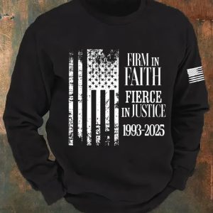 Men Firm In Faith Fierce In Justice Printed Crew Neck Long Sleeve Sweatshirt