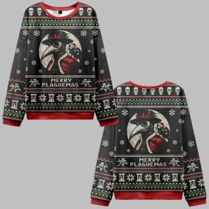 2025 Christmas Merry Plaguemas Ugly Christmas Sweater 0