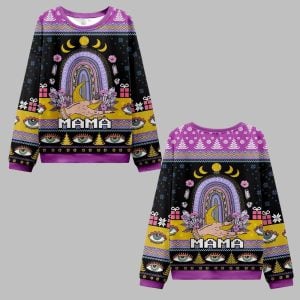 2025 Christmas Gothic Mama Rainbow Ugly Christmas Sweater 0