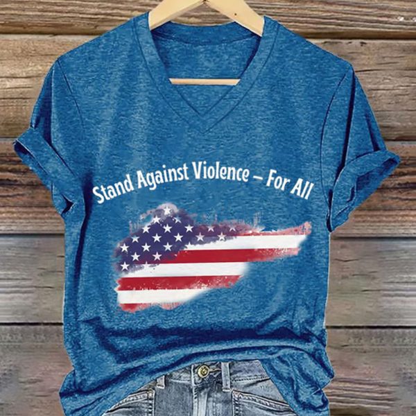 Charlie Kirk Womens Stand Against Violence For All V neck Shirt 2