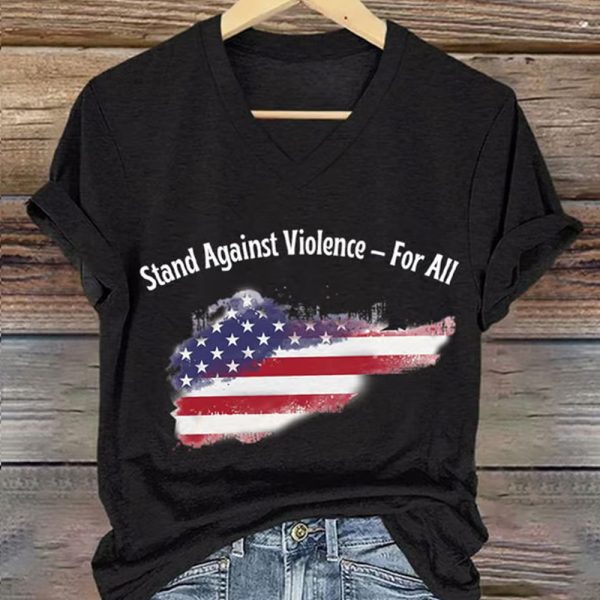 Charlie Kirk Womens Stand Against Violence For All V neck Shirt 3