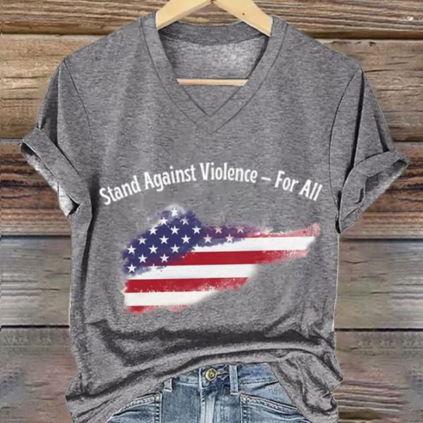 Charlie Kirk Womens Stand Against Violence For All V neck Shirt 4