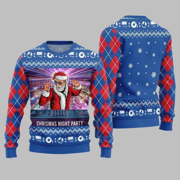 Christmas Night Party DJ Santa Ugly Sweater Christmas 2025 3