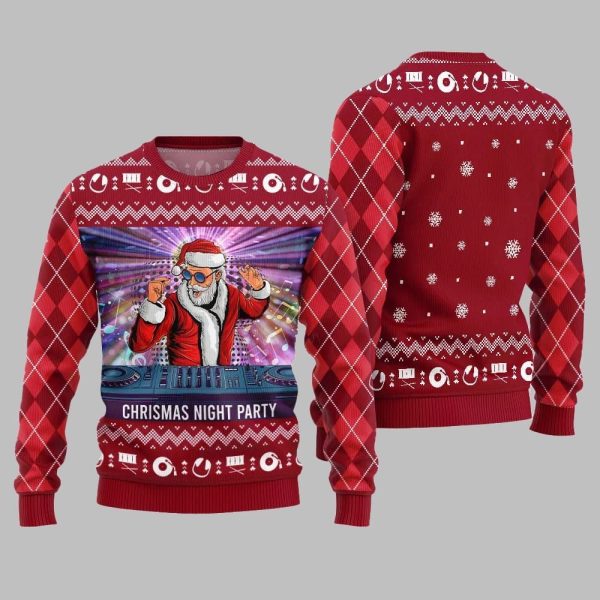 Christmas Night Party DJ Santa Ugly Sweater Christmas 2025 4