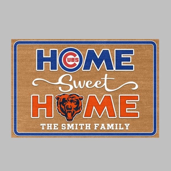 Cubs Bears Home Sweet Home The Smith Family Doormat 1 1