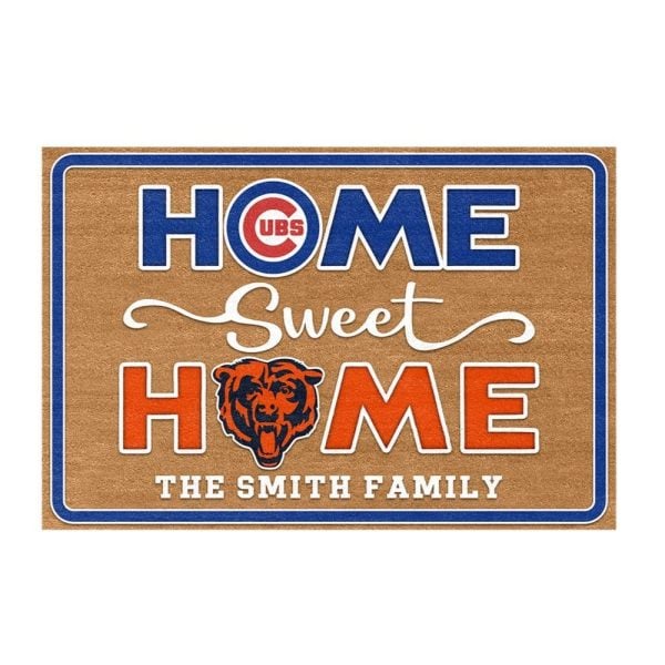 Cubs Bears Home Sweet Home The Smith Family Doormat 1 2