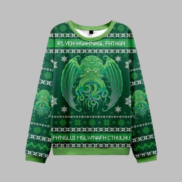 Cultists Rlyeh WgahBagl Fhtagn Phnglui Mgwnafh Cthulhu Ugly Sweater 2025 Christmas 1