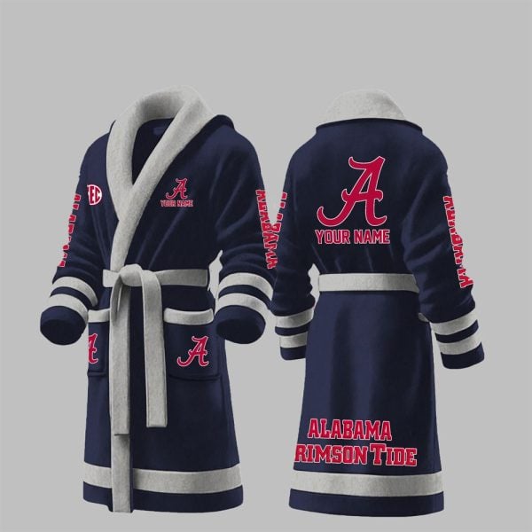 Custom Alabama Crimson Tide Fleece Bathrobe 4