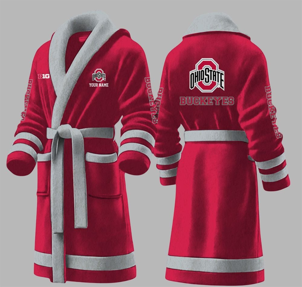 Custom Buckeyes Big Ten Fleece Bathrobe 1 Custom Buckeyes Big Ten Fleece Bathrobe 1