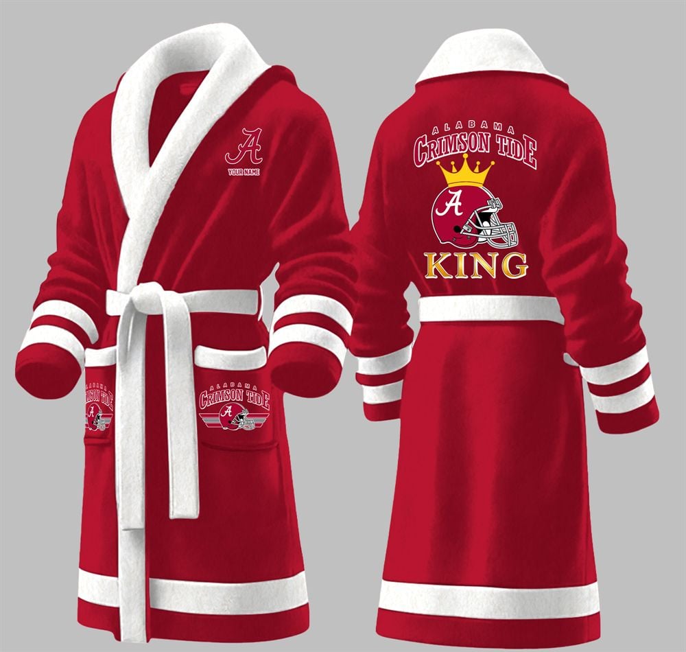 Custom Crimson Tide King Fleece Bathrobe 1 Custom Crimson Tide King Fleece Bathrobe 1
