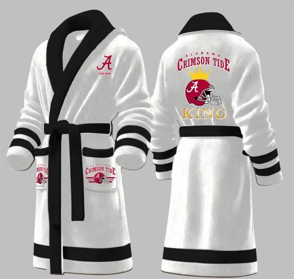 Custom Crimson Tide King Fleece Bathrobe 2