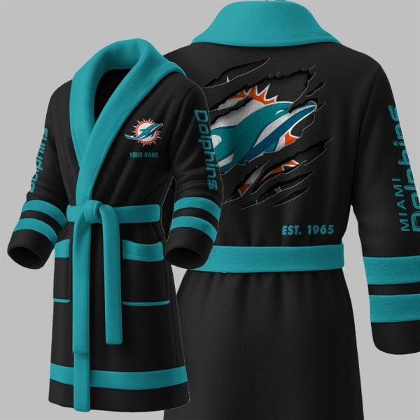 Custom Dolphins EST 1965 Fleece Bathrobe 3