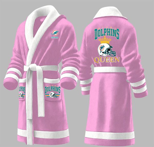 Custom Dolphins King Fleece Bathrobe 2