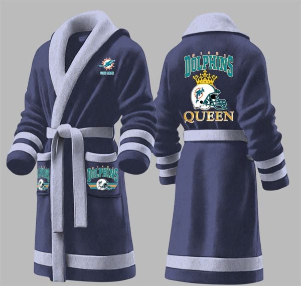 Custom Dolphins King Fleece Bathrobe 5