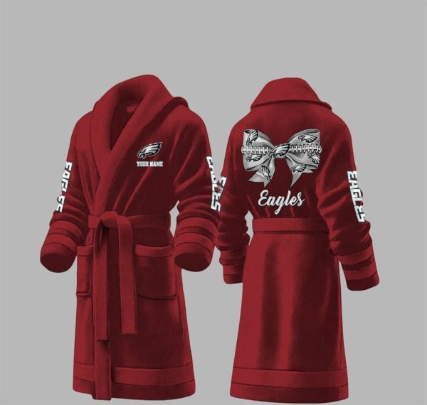 Custom Eagles Fleece Bathrobe 3