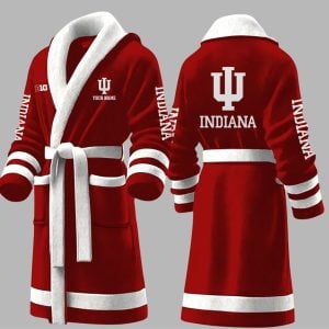 Custom Indiana Big Ten Fleece Bathrobe 1