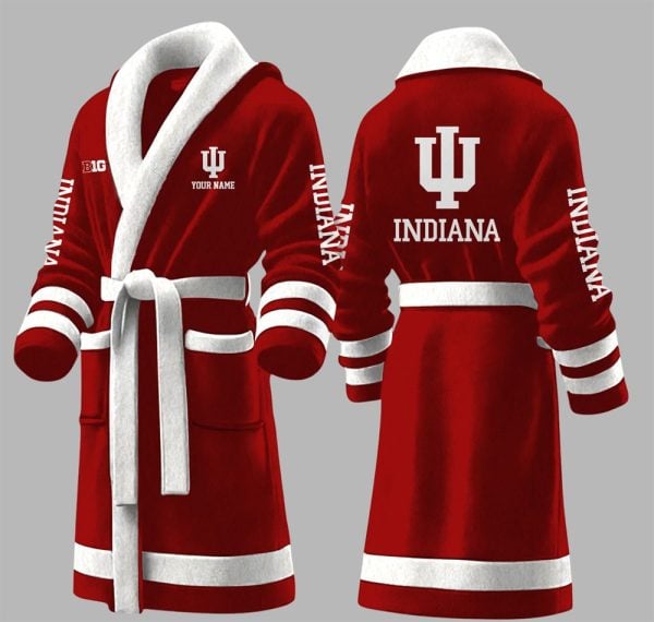 Custom Indiana Big Ten Fleece Bathrobe 1