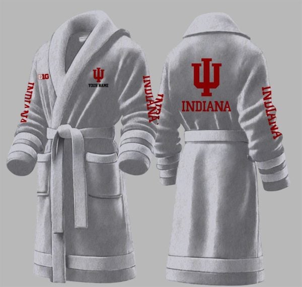 Custom Indiana Big Ten Fleece Bathrobe 4