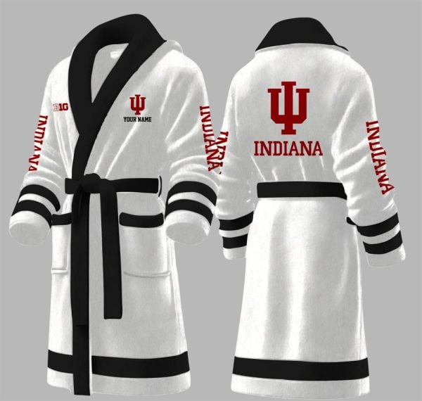 Custom Indiana Big Ten Fleece Bathrobe 5