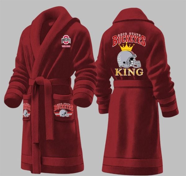 Custom State Buckeyes King Fleece Bathrobe 1