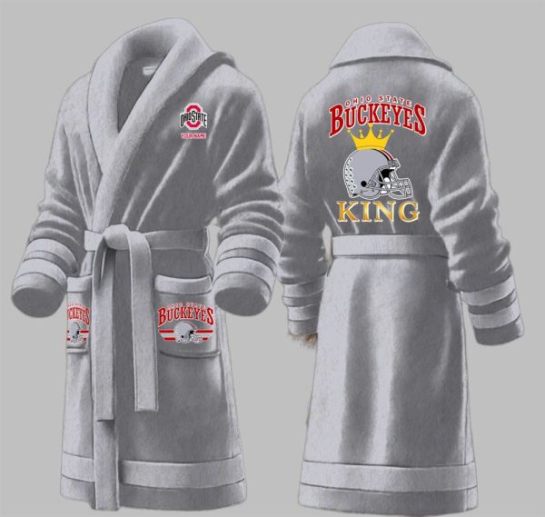Custom State Buckeyes King Fleece Bathrobe 3