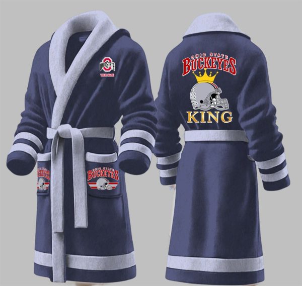 Custom State Buckeyes King Fleece Bathrobe 4