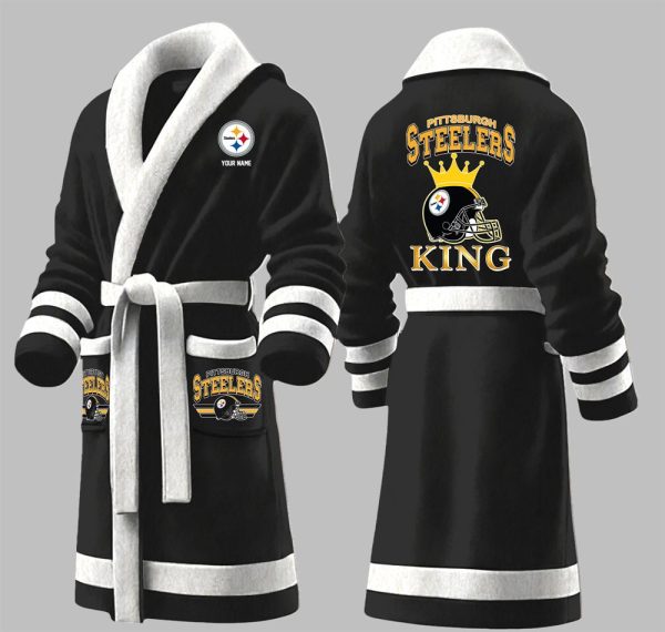 Custom Steelers King Fleece Bathrobe 2