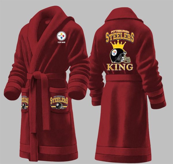 Custom Steelers King Fleece Bathrobe 3
