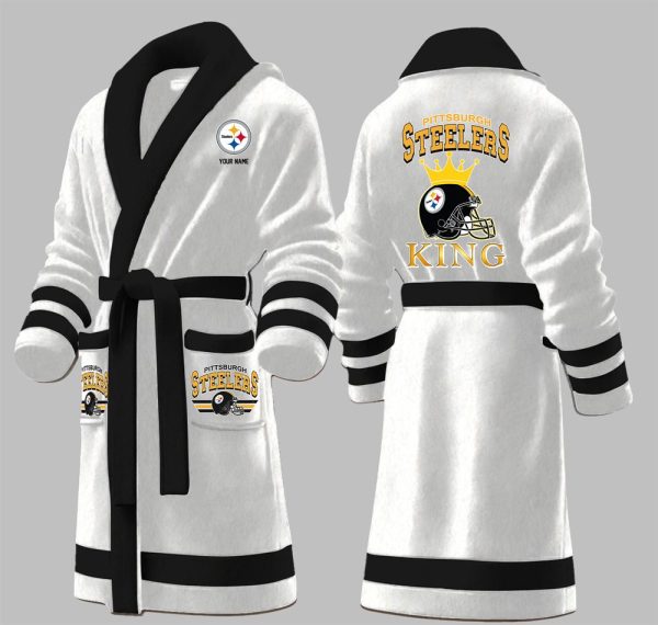 Custom Steelers King Fleece Bathrobe 5