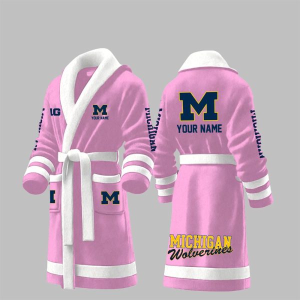 Custom Wolverines Big Ten Fleece Bathrobe 2