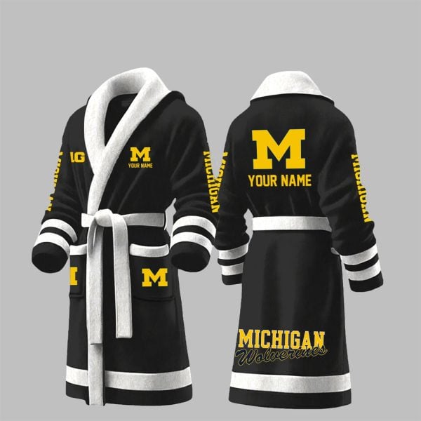 Custom Wolverines Big Ten Fleece Bathrobe 3