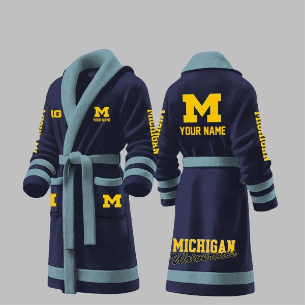 Custom Wolverines Big Ten Fleece Bathrobe 4
