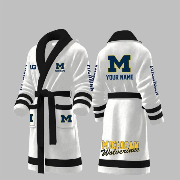 Custom Wolverines Big Ten Fleece Bathrobe 5